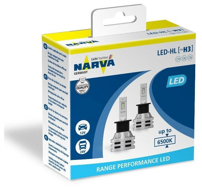 NARVA 18058 NV18058_к-кт ламп! светодидные LED 12V/24V, 19W, 6500К H3 (уп.2шт.)\ - фотография № 1