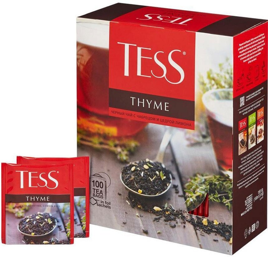 Чай черный Tess Thyme в пакетиках, 100 пак.