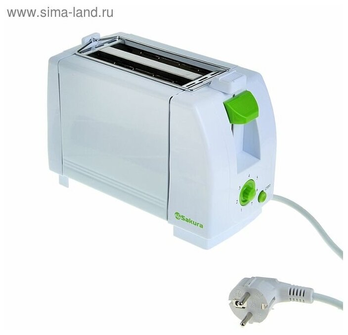 Тостер Sakura с подогревом и размораживанием, 2 тоста, поддон для крошек SA-7600G 750Вт (OL) — фото 1