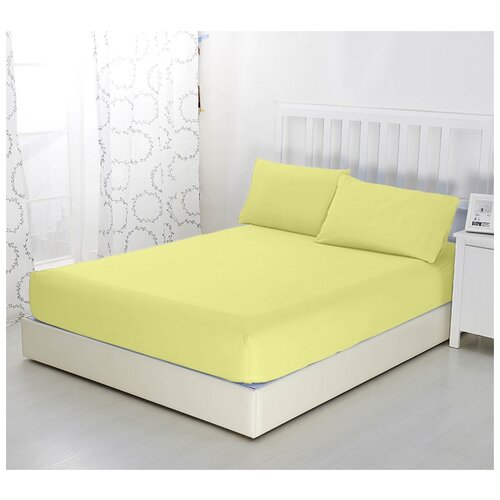 фото Простыня на резинке желтая, 60х120х20, трикотаж, 100% хлопок текс-дизайн