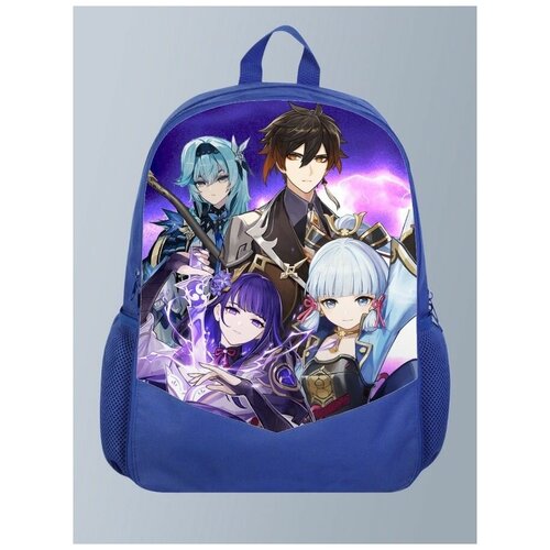 фото Голубой рюкзак с принтом игры геншин genshin impact,raiden shogun, сёгун рейдан, team, рпг - 24 brutbag
