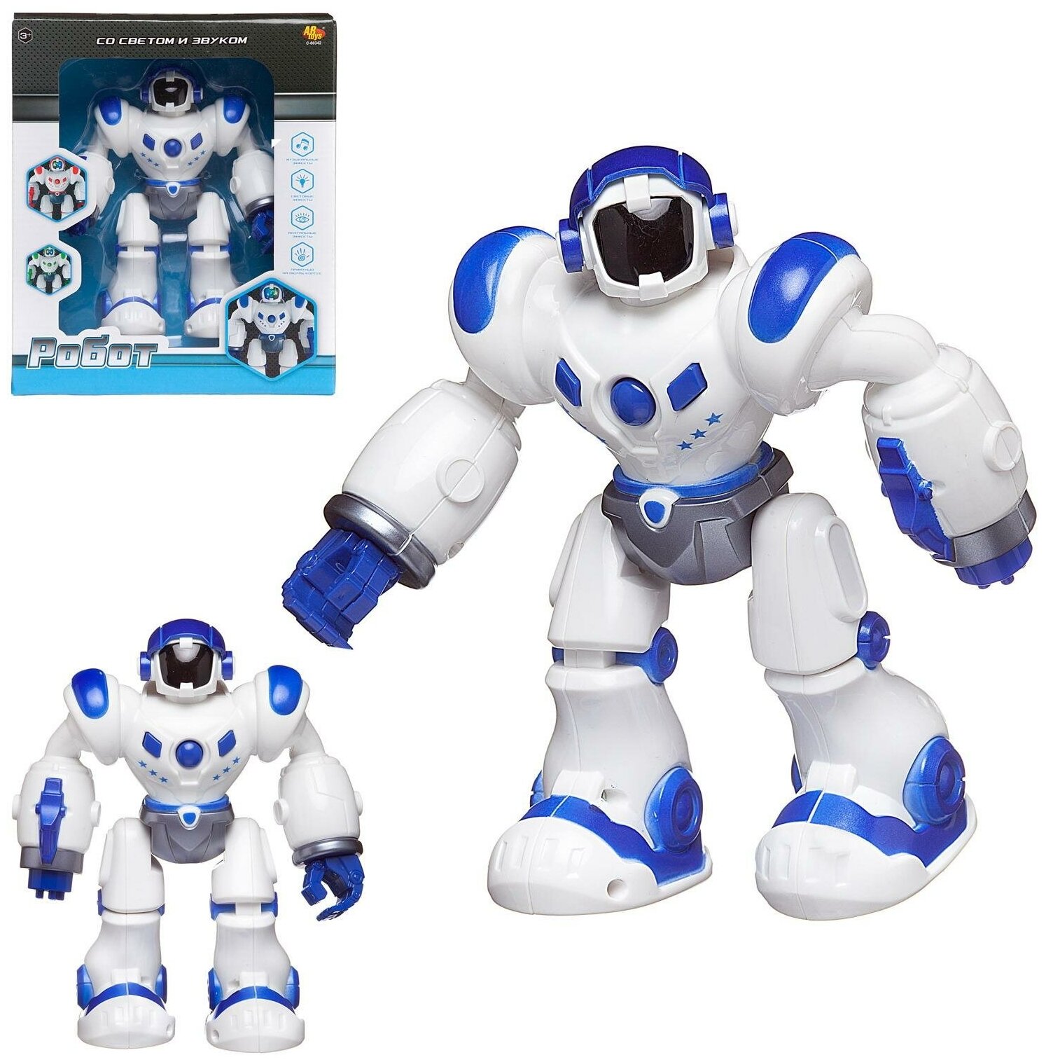 Робот ABtoys, световые и звуковые эффекты, бело-синий C-00342/синий