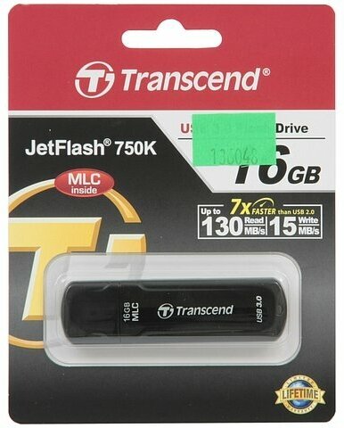 Накопитель USB flash Transcend Накопитель USB flash 16ГБ Transcend JetFlash 750K TS16GJF750K, черный (USB3.0)