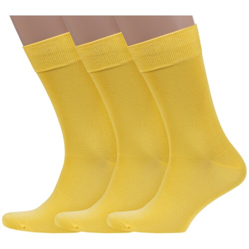 фото Комплект из 3 пар мужских носков sergio di calze (pingons) из мерсеризованного хлопка желтые, размер 25