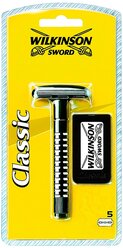 Т-образная бритва Wilkinson Sword Classic ,черная, сменные лезвия 5 шт.