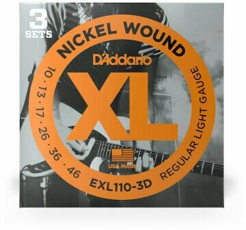 D'Addario EXL110-3D 3-PACK Струны для электрогитары, 3 комплекта