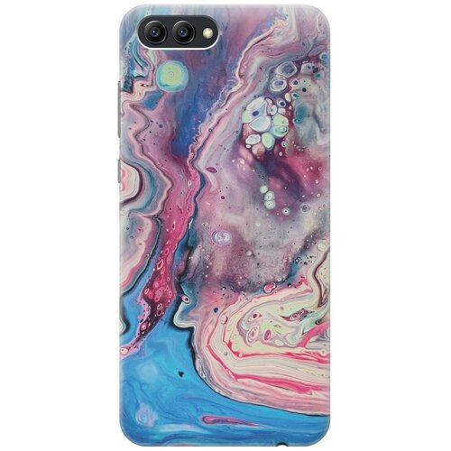 фото Cиликоновый чехол на honor v10 / хонор в10 с принтом "разноцветный мрамор" gosso