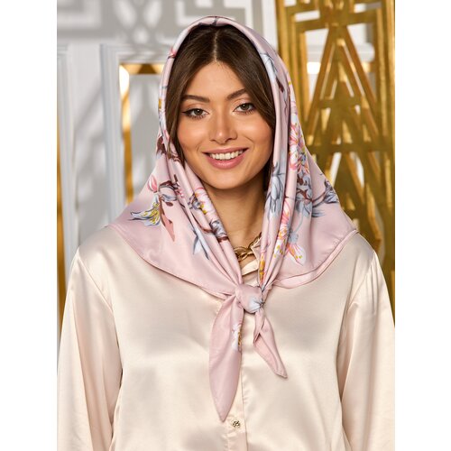 Платок Русские мотивы,90х90 см, розовый платок русские мотивы 150х70 см розовый