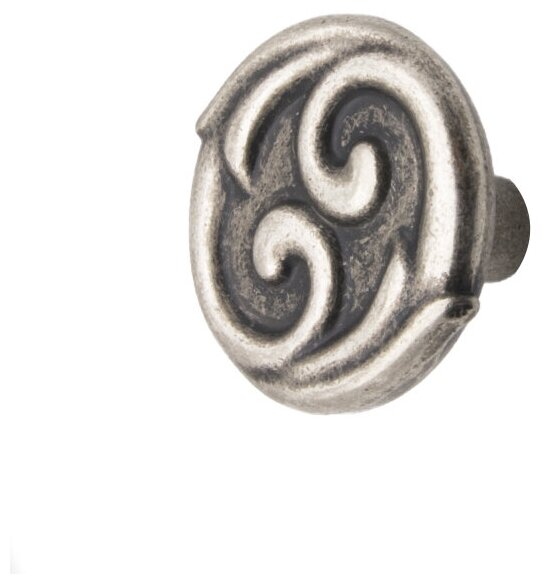 Ручка-кнопка мебельная, для шкафа, для комода, для тумбы"SANBERG" металл Мелодия ( античное серебро)