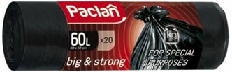 Мешки для мусора Paclan Big&Strong 60 л, 20 шт., черный