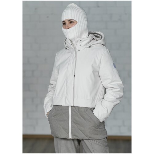 фото  куртка bergus демисезонная, средней длины, силуэт прямой, внутренний карман, несъемный капюшон, капюшон, стеганая, карманы, влагоотводящая, регулируемый капюшон, утепленная, ветрозащитная, размер 46, белый, бежевый