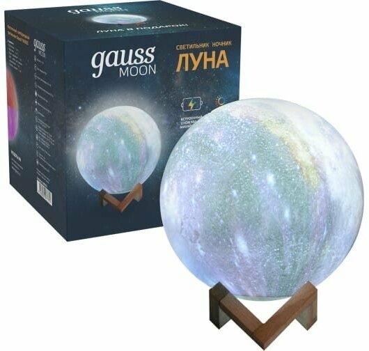 Ночник светодиодный Gauss Луна 3D, с пультом, регулируемый свет, 15 см - фотография № 15