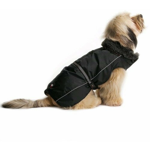 Нано куртка Dog Gone Smart Aspen parka зимняя с меховым воротником, ДС 30,5 см, чёрная