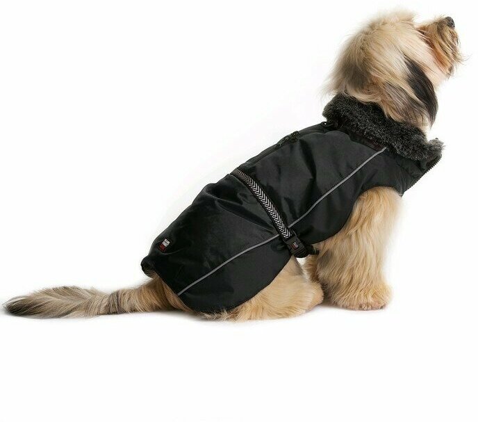 Нано куртка Dog Gone Smart Aspen parka зимняя с меховым воротником, ДС 30,5 см, чёрная dog gone smar .