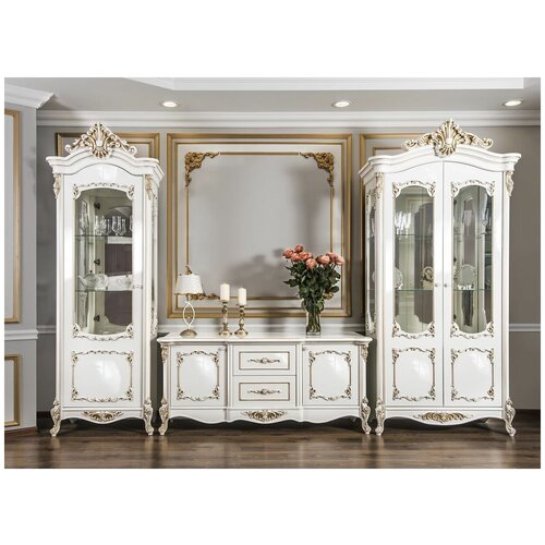 Гостиная Флоренция 1+тв+2 белый глянец