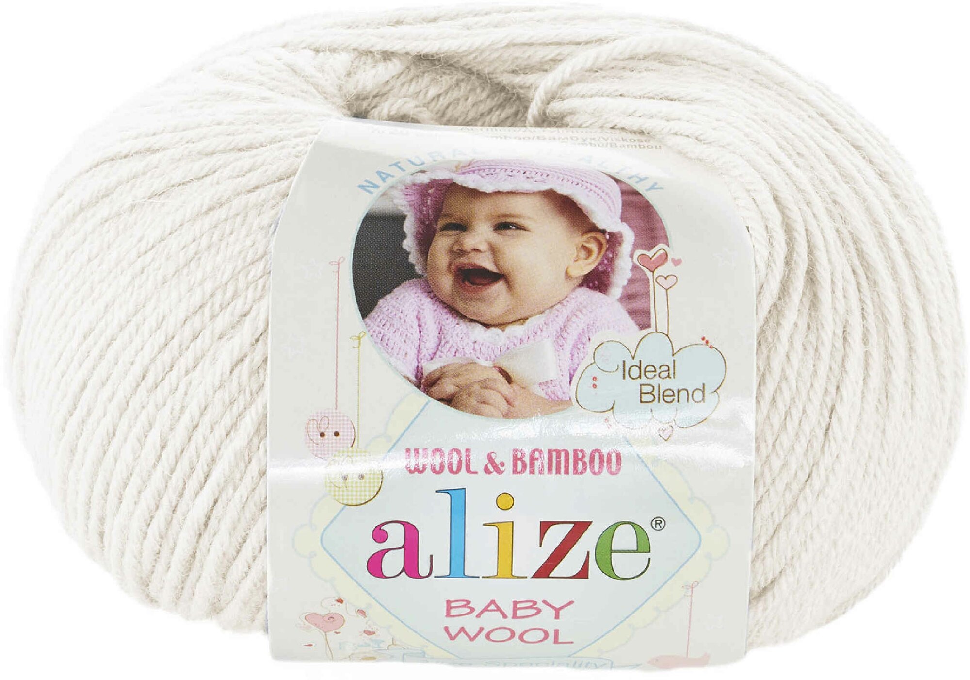 Пряжа Alize Baby Wool кремовый (62), 40%шерсть/20%бамбук/40%акрил, 175м, 50г, 2шт