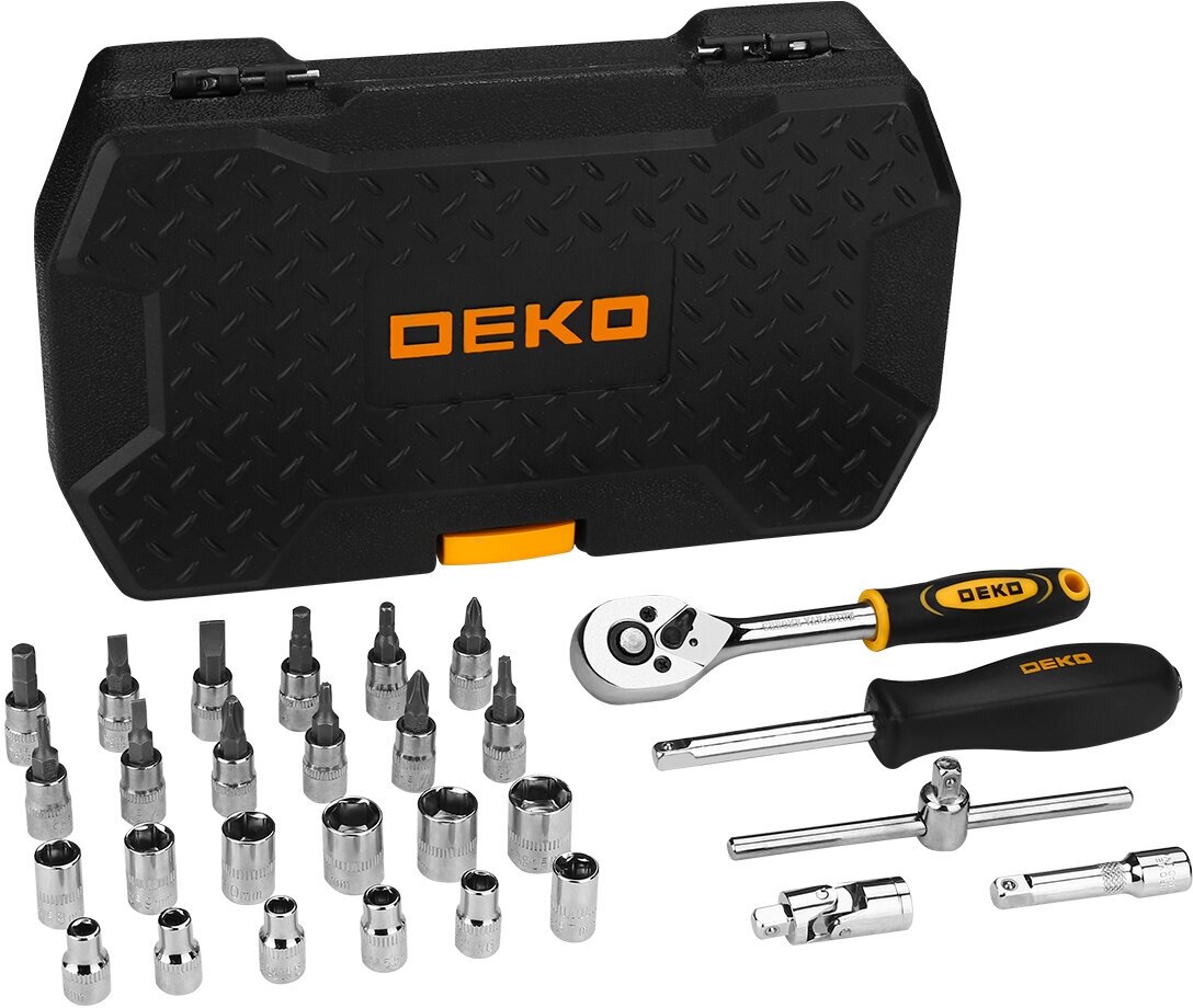 Набор автомобильных инструментов DEKO 065-0325, 29 предм, черный/оранжевый/серебристый