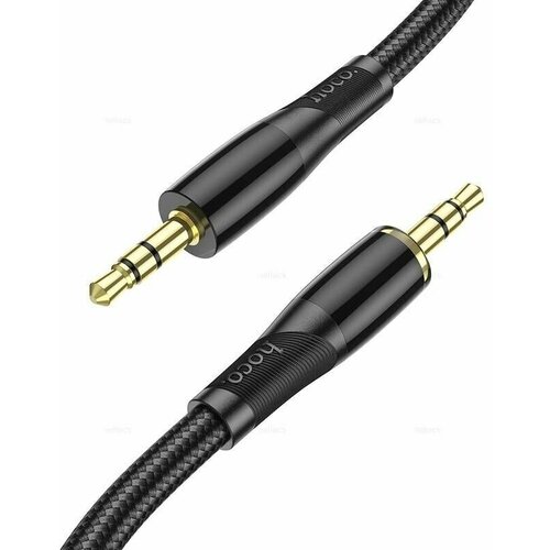 AUX кабель аудио Hoco папа-3.5мм на AUX 3.5мм папа, черный, 1м кабель aux папа папа hoco upa02 aux 3 5 3 5 100 см черный
