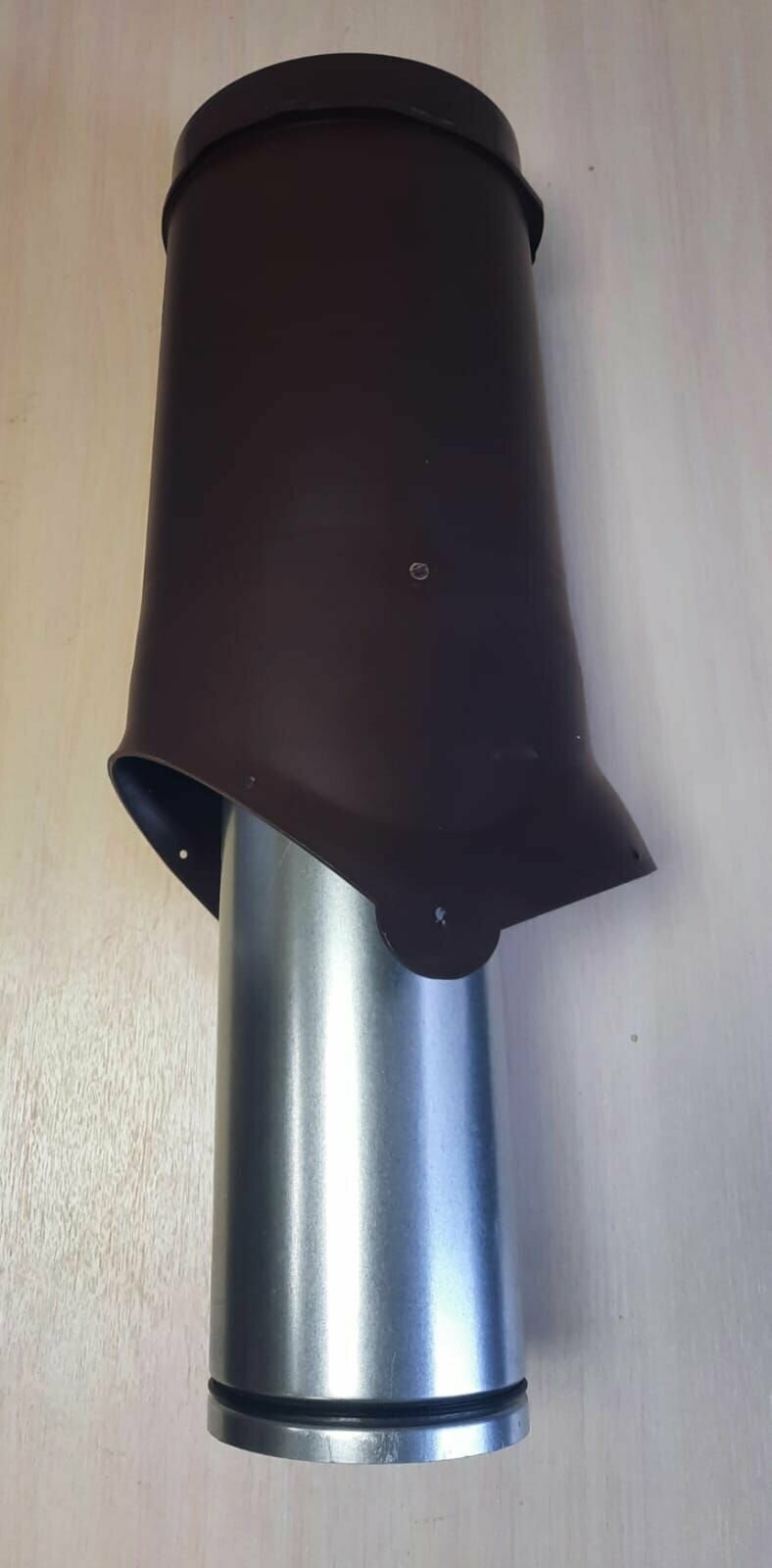 Вентиляционный выход на крышу (комплект) 125 мм h-500 утеплённый Krovent для металлочерепицы Монтеррей, коричневый (Ral 8017) - фотография № 4