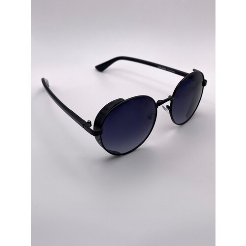 Солнцезащитные очки , круглые, оправа: металл, ударопрочные, поляризационные, с защитой от УФ, для мужчин, черный/черный