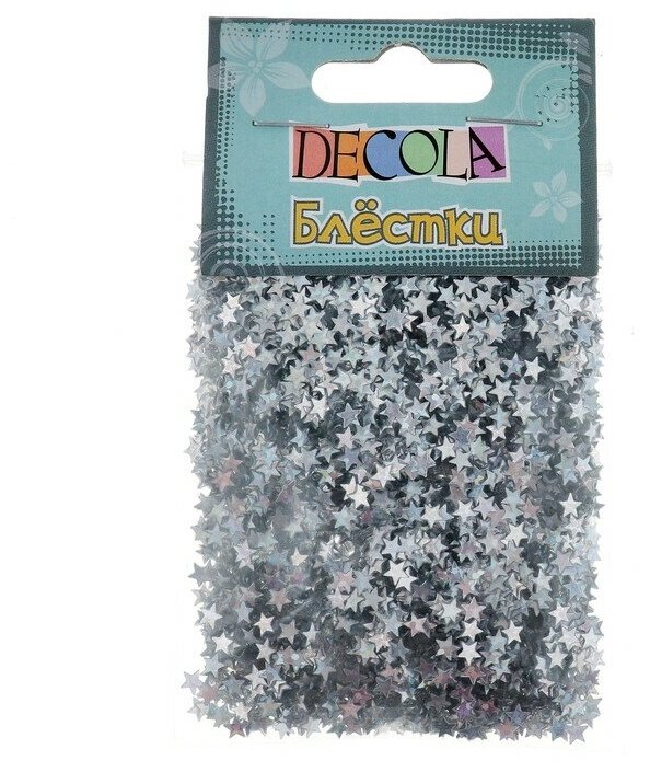 Декор блёстки ЗХК Decola 0.4 мм, 20 г, серебро радужное, W041-202-4