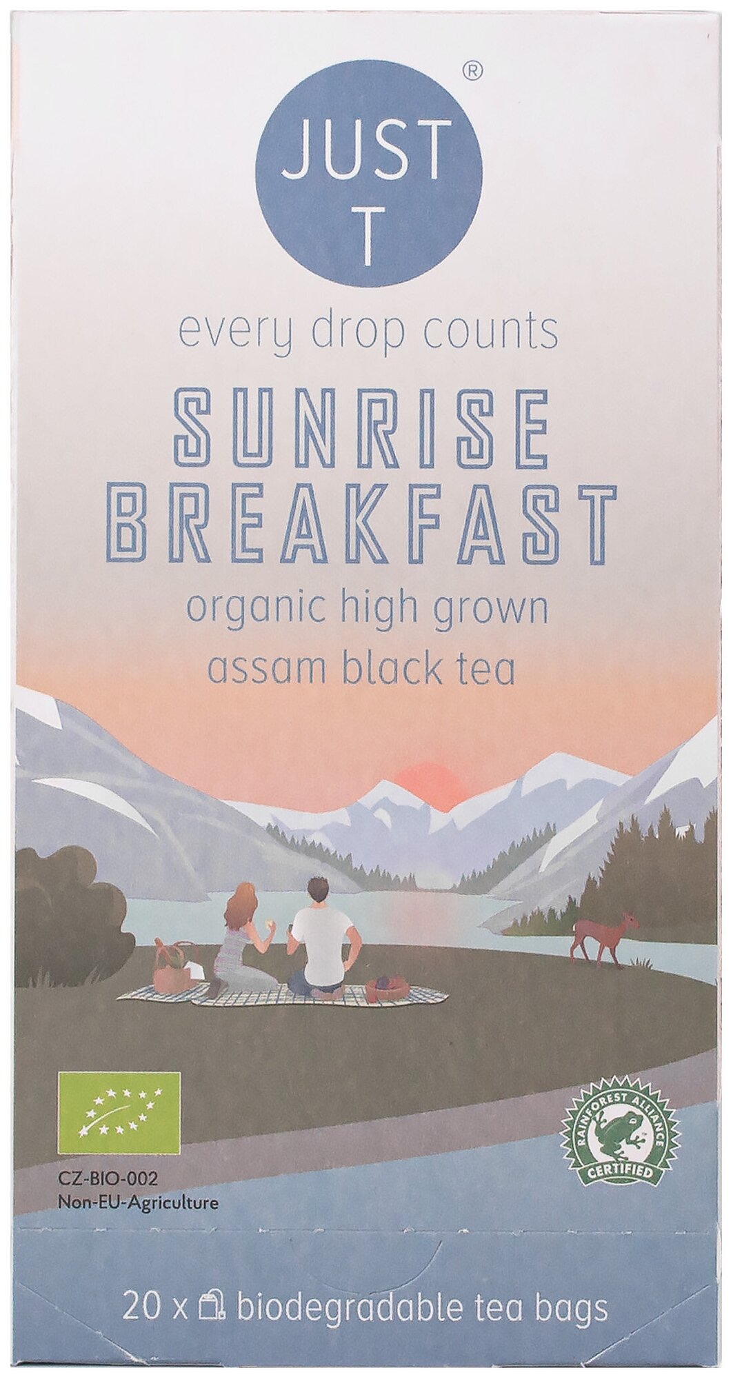 Чай черный высокогорный органический пакетированный Ассам SUNRISE BREAKFAST т. м. JUST T