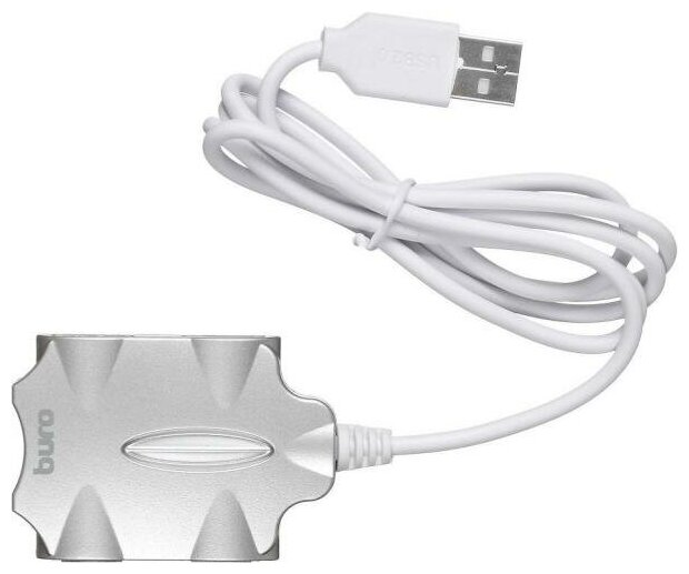 Разветвитель USB 2.0 Buro BU-HUB4-0.5-U2.0-Candy 4порт. серебристый