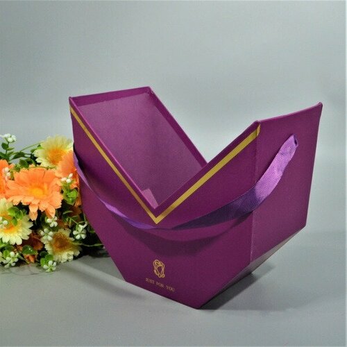 2шт Кашпо Коробка для цветов 22,5х14х20,5 gust for you картон фиолетовый