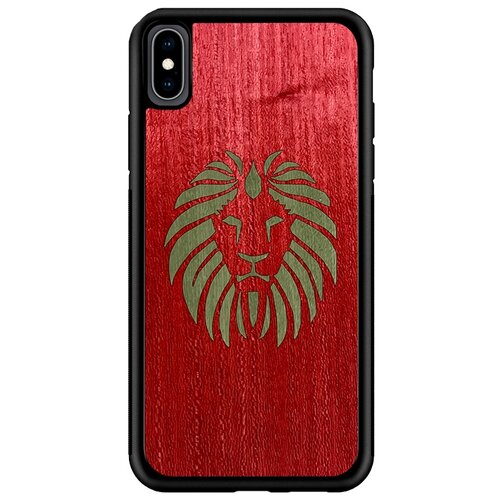Чехол Timber&Cases для Apple iPhone X/XS TPU WILD collection - Царь зверей/Лев (Красный - Зеленый Кото)