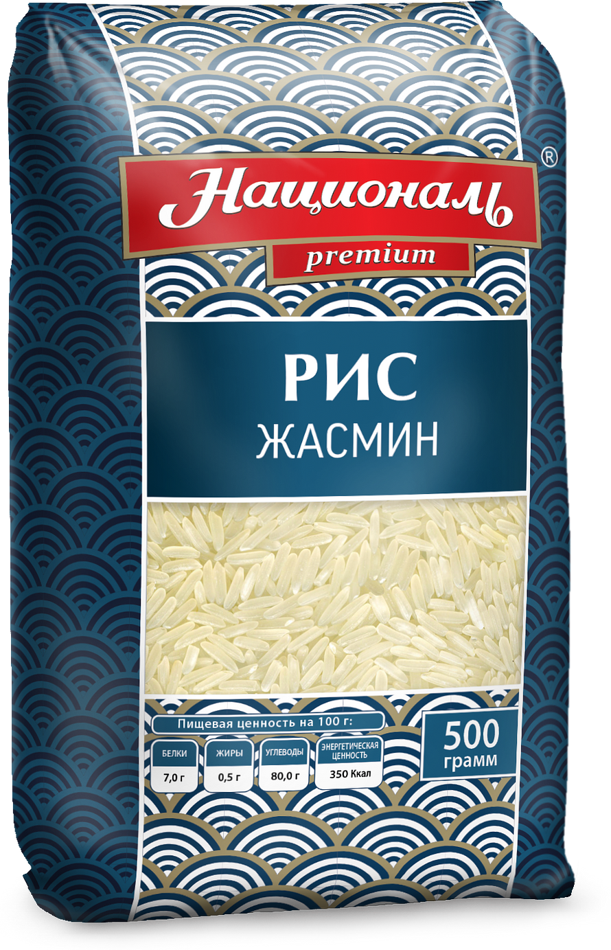 Упаковка 6 штук Рис длиннозерный Жасмин Националь 500г