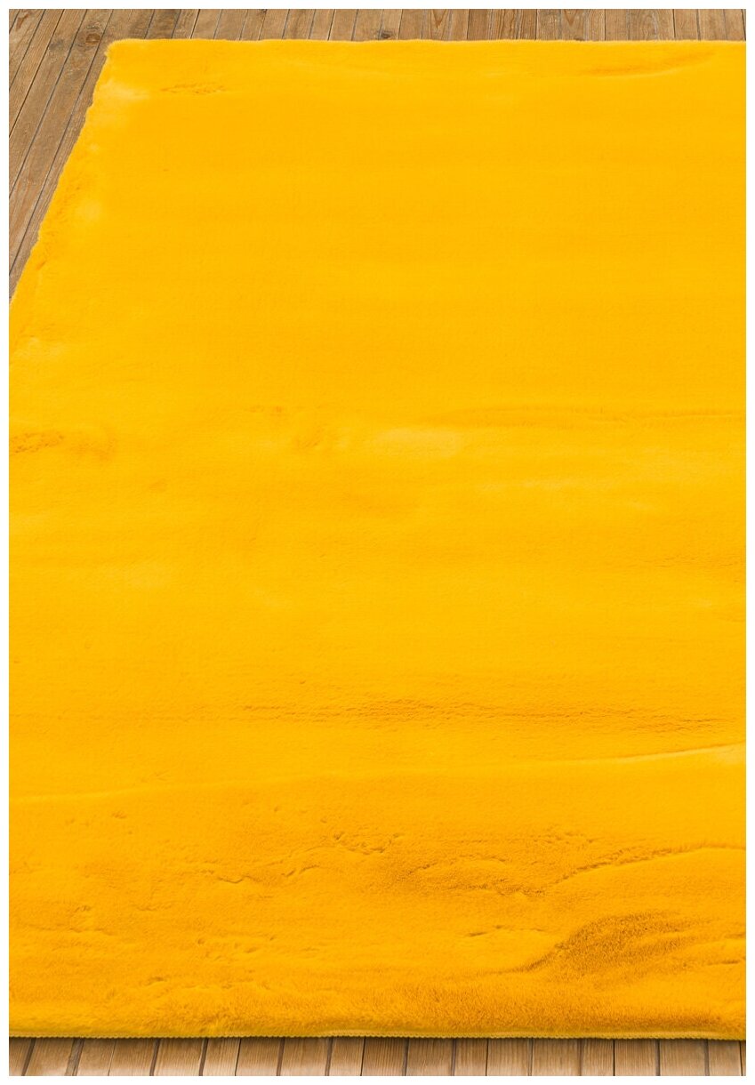 Ковер на пол 1,2 на 1,6 м в спальню, гостиную, детскую, пушистый, с длинным ворсом, жёлтый Rabbit Rex MR-445 - фотография № 2