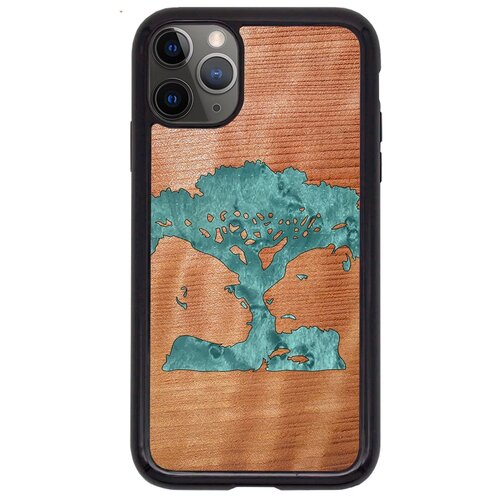 "Чехол T&C для iPhone 11 Pro (айфон 11 про) Silicone Wooden Case Wild series Магическое дерево (Секвойа - Клен птичий глаз)"
