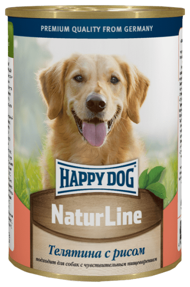 HAPPY DOG 410гр Корм для собак Телятина с рисом Natur Line