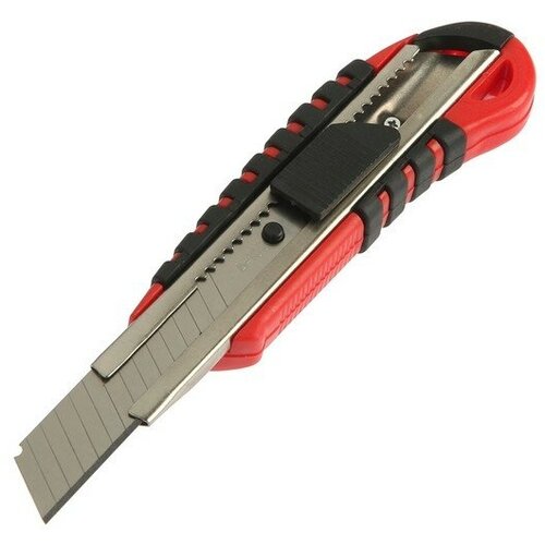 нож 9 мм металлическая направляющая пластиковая ручка Нож ЛОМ, 2К корпус, металлическая направляющая, 18 мм