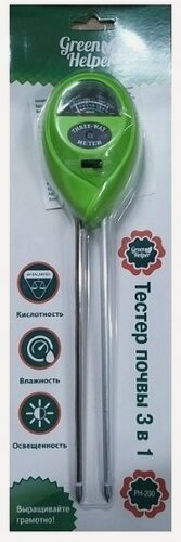 Изображение товара Измеритель 3 в 1 влажности, кислотности, освещенности почвы Green Helper PH-200
