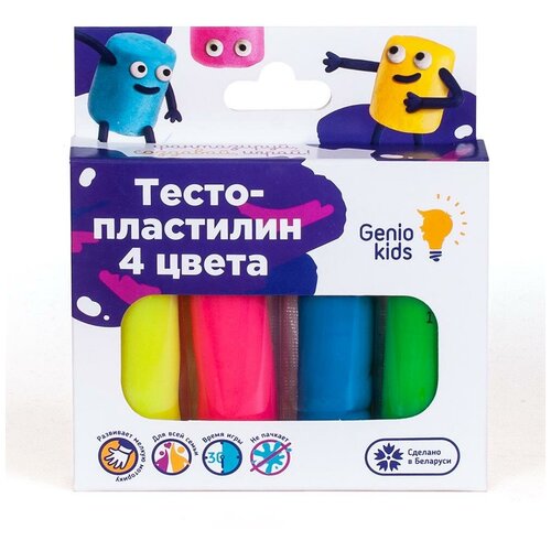 Набор для детской лепки «Тесто-пластилин 4 цвета» набор для детской лепки тесто пластилин светящееся в темноте та1021 4 цвета 3 упаковка