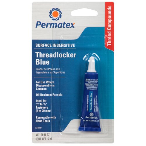 фото Фиксатор резьбовых соединений средней фиксации разъемный permatex threadlocker blue 24027/24300 6 мл