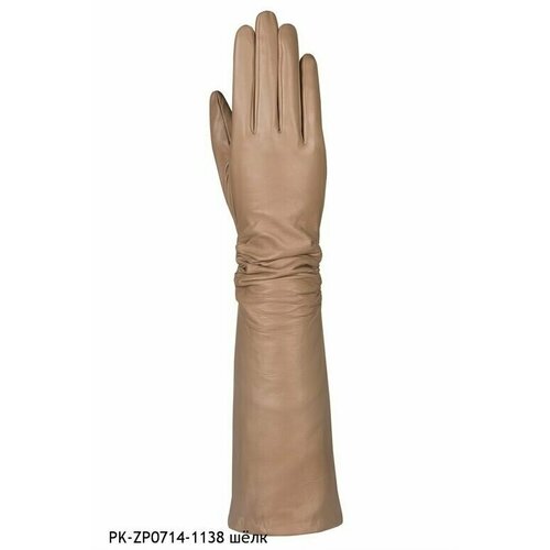 фото Перчатки montego демисезонные, натуральная кожа, удлиненные, размер 8, серый