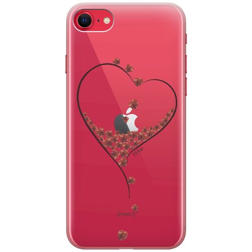 фото Ультратонкий силиконовый чехол-накладка clearview для apple iphone 7 / 8 / se (2020) с 3d принтом "little hearts" gosso