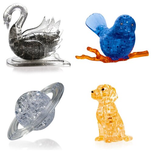 Игрушки мальчику Головоломка комплект 4 штуки Идеи подарков ребенку 8 марта Лебедь, Птичка на ветке, Сатурн, Собачка