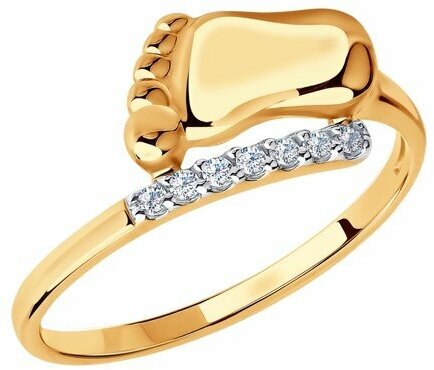 Кольцо Diamant online, красное золото, 585 проба, родирование, фианит