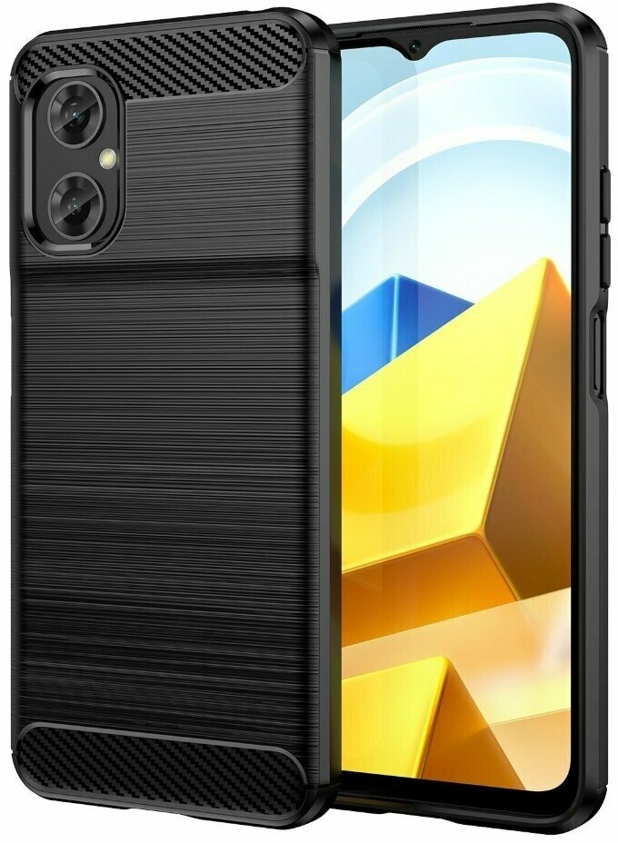 Чехол-накладка Carbon Fibre для Xiaomi Poco M5 4G (черный)