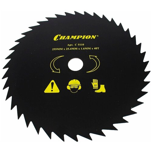 нож с остроугольными зубцами champion 80 255 25 4 srm 330es srm 350es 4605 Нож для триммера CHAMPION с остроугольными зубцами, 255х25.4 мм; 40Т C5110