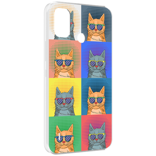 Чехол MyPads разноцветные-коты для Itel A48 задняя-панель-накладка-бампер