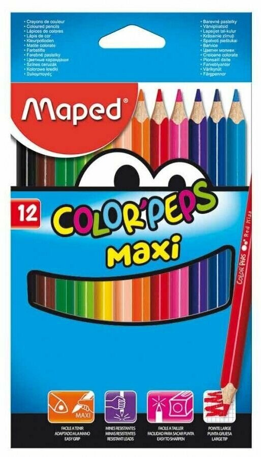 Карандаши цветные COLOR'PEPS MAXI, 12 цветов, треугольные (834010) - фото №7