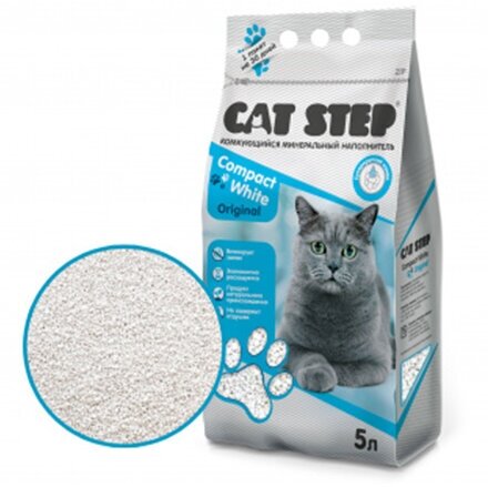 Наполнитель Кэт Степ для кошачьего туалета комкующийся Минеральный 5 л (4,2 кг)