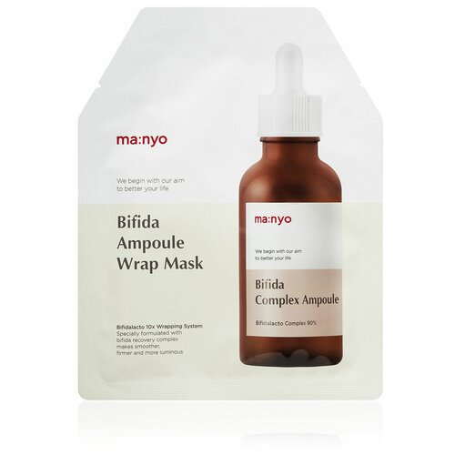 manyo bifida biome ampoule wrap mask гидрогелевая маска для лица с бифидобактериями 35 гр Manyo Factory Гидрогелевая маска с бифидобактериями Bifida Ampoule Wrap Mask, 35 г, 35 мл