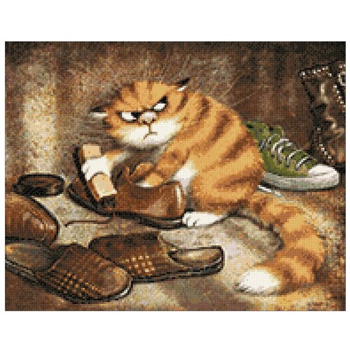 фото Гранни набор алмазной вышивки кот чистит ботинки (ag2250) 48x38 см