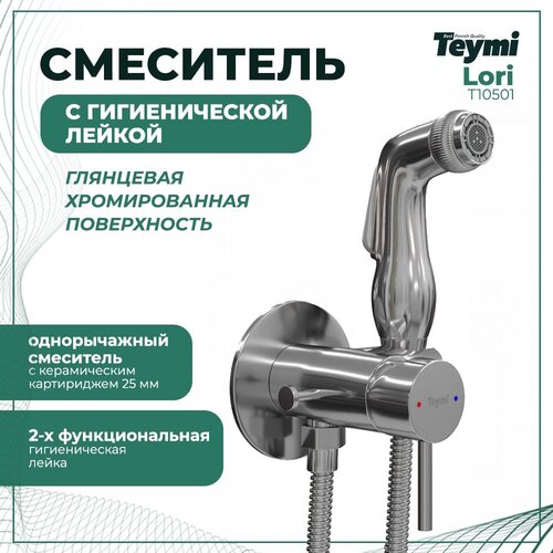 Смеситель с гигиенической лейкой Teymi Lori глянцевый хром T10501