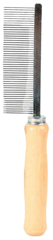 Расчёска Trixie с деревянной ручкой односторонняя с частыми зубьями 18 см - фото №1